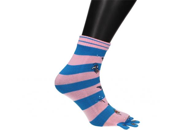 Foto 5 - Ponožky Toe Socks Růžovo-Modré s designem