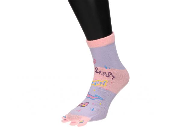 Foto 3 - Ponožky Toe Socks Světle Růžové+ Fialové s designem