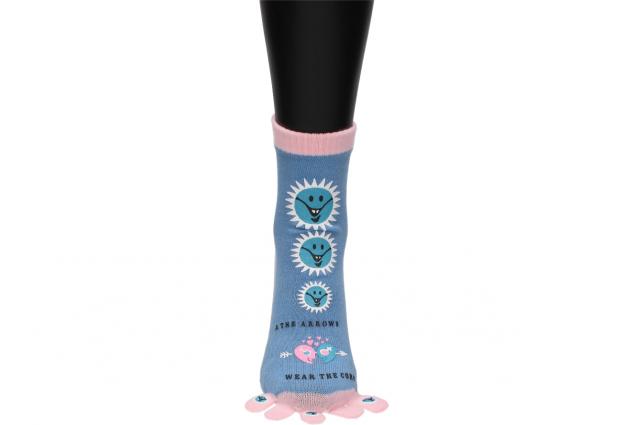 Foto 2 - Ponožky Toe Socks Světle Modré s designem