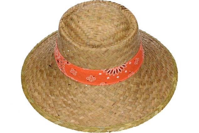 Foto 3 - Slaměný klobouk Dámský s oranžovou mašlí