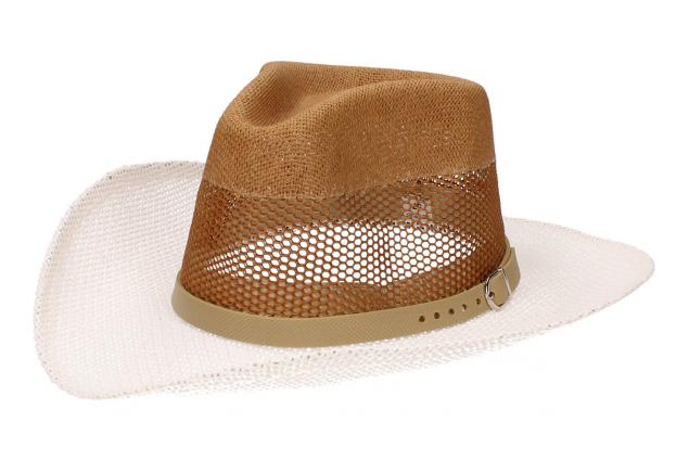 Letní kovbojský klobouk bílo-hnědý vel 57