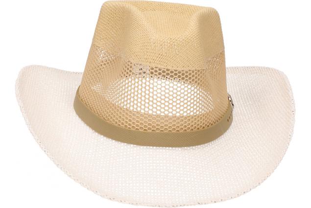 Letní kovbojský klobouk bílo-světle-hnědý HT-9990