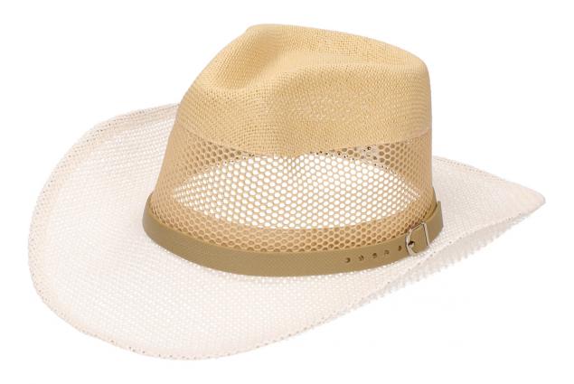 Foto 3 - Letní kovbojský klobouk bílo-světle-hnědý 