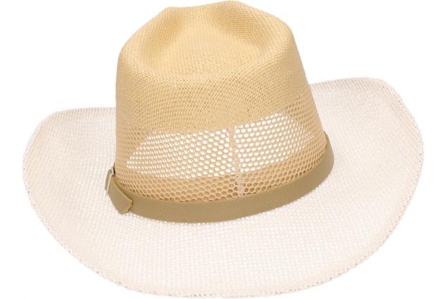 Letní kovbojský klobouk bílo-světle-hnědý HT-9990
