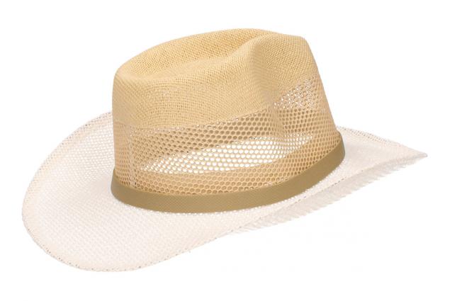 Foto 8 - Letní kovbojský klobouk bílo-světle-hnědý 