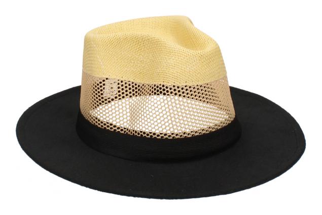 Foto 9 - Černý letní klobouk se žlutou perforací a žlutým pruhem