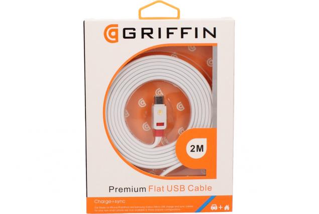 Foto 2 - Premium Flat USB-C Cable 2m Griffin Bílý