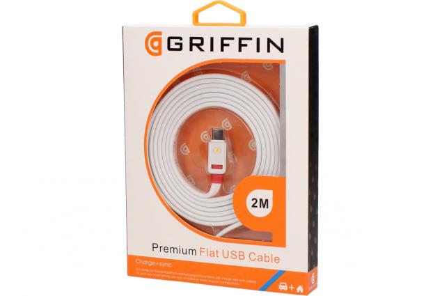 Foto 3 - Premium Flat USB-C Cable 2m Griffin Bílý