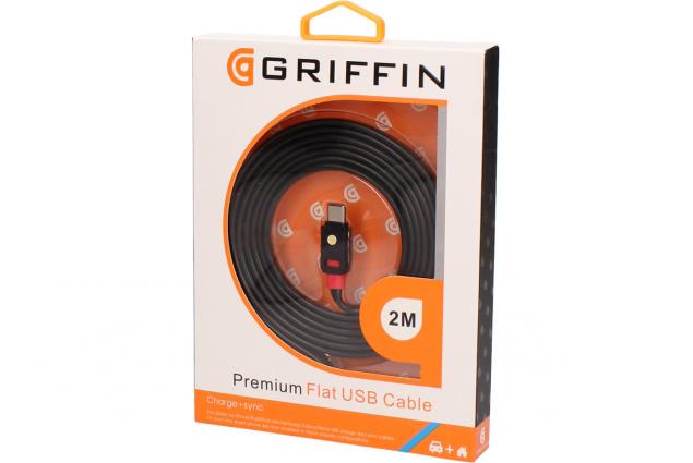 Foto 2 - Premium Flat USB-C Cable 2m Griffin Černý
