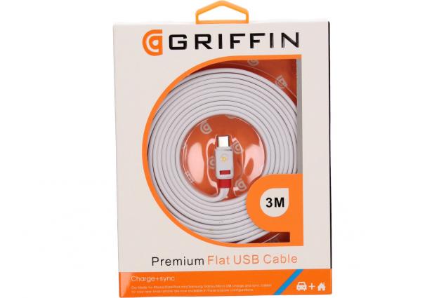 Foto 6 - Premium Flat USB-C Cable 3m Griffin Bílý