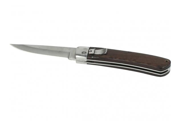 Foto 2 - Vystřelovací nůž kapesní s hnědou střenkou 20 cm