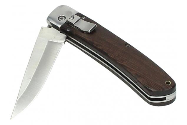 Foto 3 - Vystřelovací nůž kapesní s hnědou střenkou 20 cm