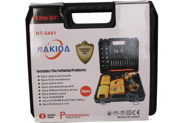 AKU vrtačka NAKIDA včetně 2 ks LI-ION baterií s příklepem
