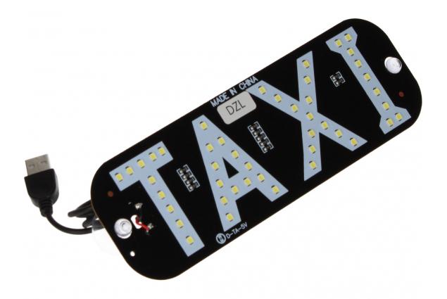 LED světelná značka taxi 19x17cm USB s vypínačem zelená