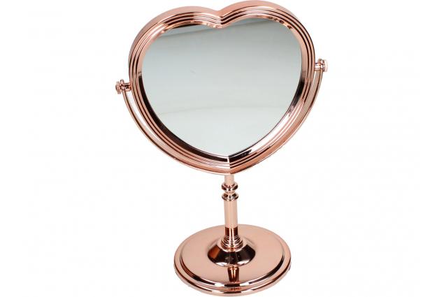 Oboustranné kosmetické zrcadlo měděného vzhledu srdce