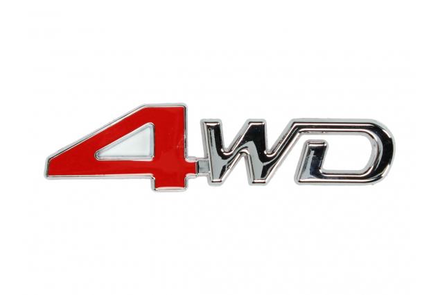 Kovová samolepka 4WD červená 4