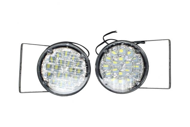 LED denní svícení – kulatá DRL světla 12V, sada 2 ks