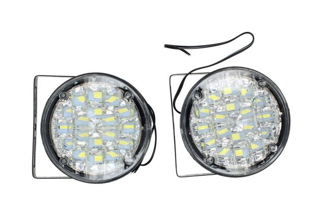 LED denní svícení – kulatá DRL světla 12V, sada 2 ks
