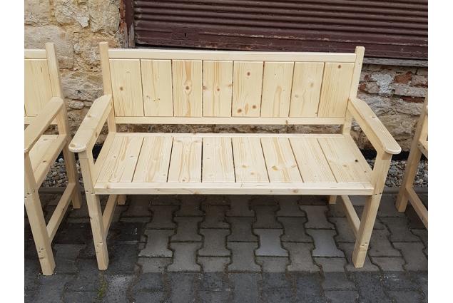 Masivní dřevěná lavička s opěradlem a područkami Heavy Duty I