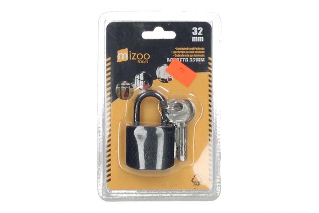 Visací zámek 32 mm Mizoo + 3 klíče černý