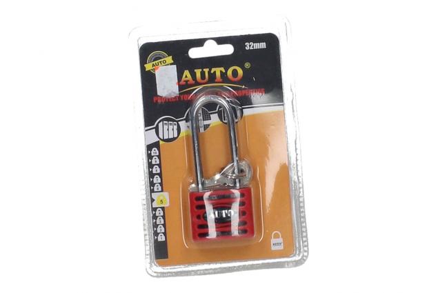 Visací zámek Auto 32 mm s prodlouženým třmenem červený