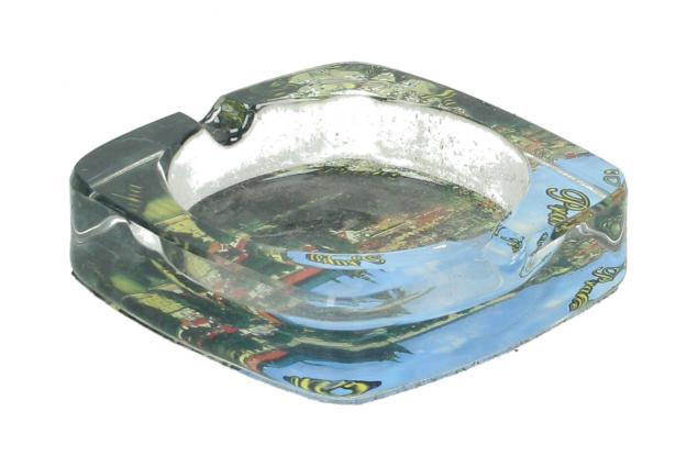 Skleněný popelník Praha 8 cm hranat