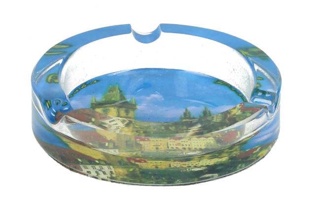 Skleněný popelník Praha 8 cm kulatý