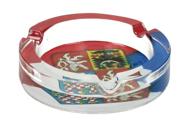 Kulatý skleněný popelník Česká republika 8 cm