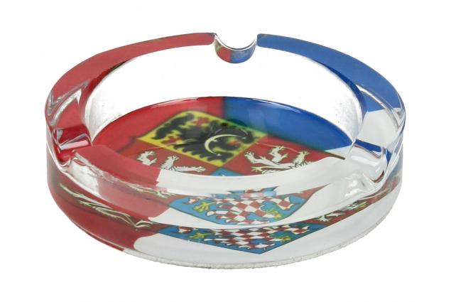 Kulatý skleněný popelník Česká republika 8 cm