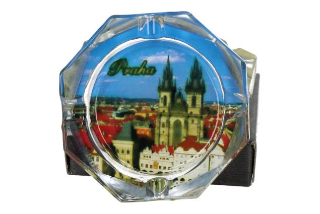 Skleněný popelník Praha 6,5 cm kulatý s hranou