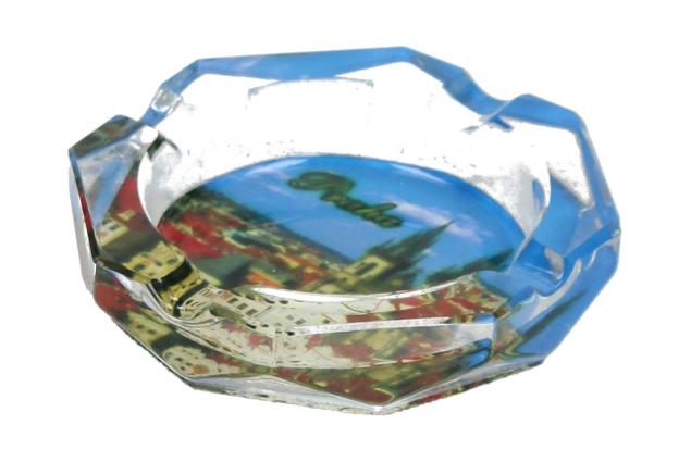 Skleněný popelník Praha 6,5 cm kulatý s hranou
