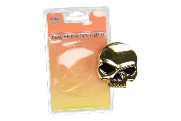 Kovová samolepka 3D zlatá lebka 7cm