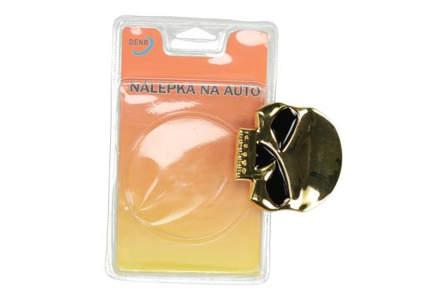 Kovová samolepka 3D zlatá lebka 7cm