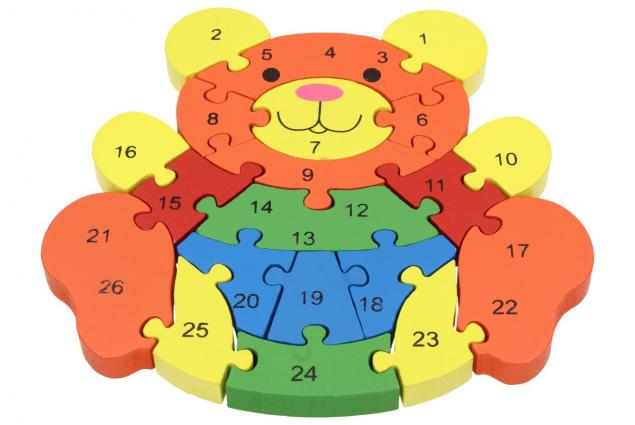 Dřevěné puzzle barevná medvěd 26 dílků