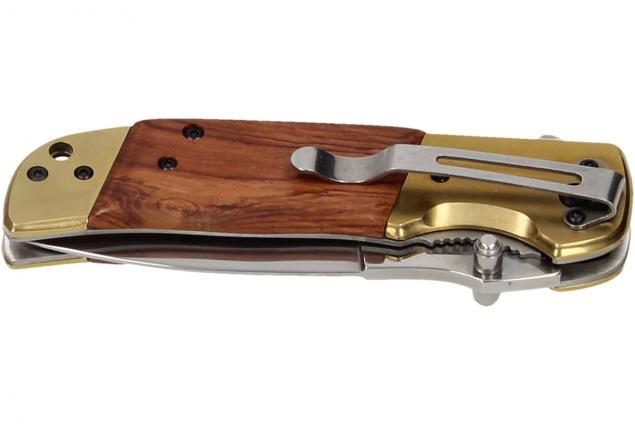 Zavírací kapesní nůž s dřevěnou střenkou 23 cm a klipem