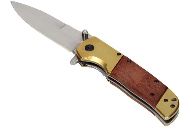 Zavírací kapesní nůž s dřevěnou střenkou 23 cm a klipem