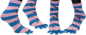 Ponožky Toe Socks Růžovo-Modré s designem
