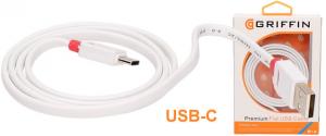 Premium Flat USB-C Cable 1m Griffin bílý
