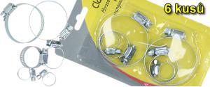 Sada kovových spon na hadice – 6 ks, 3 rozměry