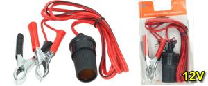 Zásuvka autozapalovače na autobaterii s krokosvorkami 12V