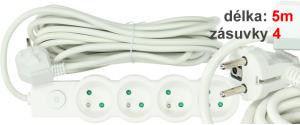 Prodlužovací kabel Aerbes SJ-3655 4 zásuvky s vypínačem 5 m