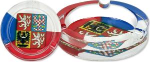 Kulatý skleněný popelník Česká republika 8 cm