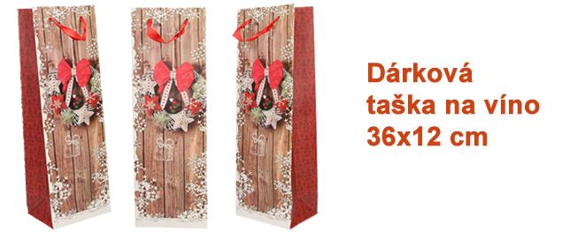 Dárková vánoční taška na víno věnec 36x12 cm