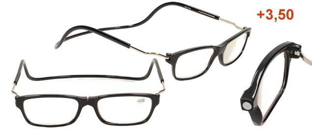 Dioptrické brýle s magnetem černé +3,50