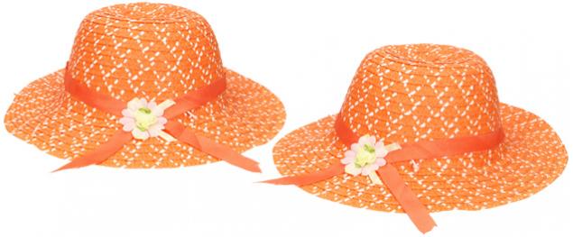 Dětský klobouk s kytičkou oranžový 