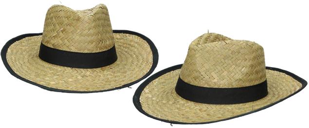 Slaměný kovbojský klobouk s černým páskem