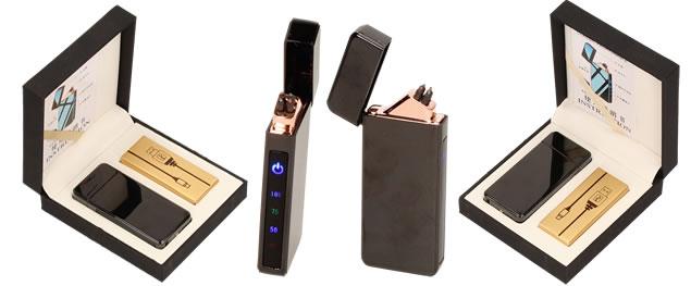 Dotykový Zavírací Plazmový Nabíjecí Černý USB zapalovač