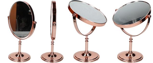 Oboustranné kosmetické zrcadlo měděného vzhledu oválné