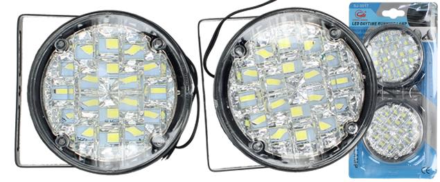 LED denní svícení – kulatá DRL světla 12V, sada 2 ks