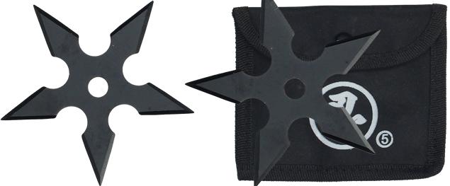 5cípá vrhací hvězdice – ocelový shuriken s pouzdrem